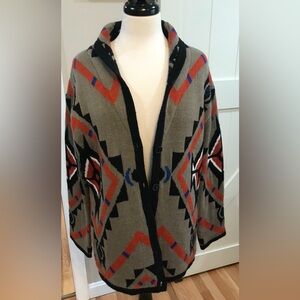 Women’s Forever 21 Large Red and Black Geometric Cardigan Sweater